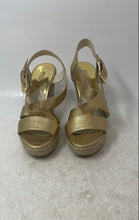 Load image into Gallery viewer, Michael Kors Womens Golden Tone Open Toe Wedge Platform Sandals Size 5M