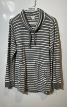 Load image into Gallery viewer, J. Crew Womens White Black Striped Print Long Sleeve Pullover Sweatshirt Size L