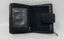 Load image into Gallery viewer, Fossil Womens Black Leather Credit Card Wristlet Wallet