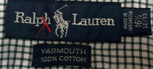 Load image into Gallery viewer, Ralph Lauren Mens Yarmouth Black White Check Cotton Dress Shirt Size 16.5 32/33