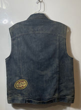 Load image into Gallery viewer, Ring Of Fire Mens Blue Jeans Sleeveless Button Front Motorcycle Vest Size Medium