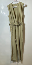 Load image into Gallery viewer, Zara Womens Green Sleeveless V-Neck Belted One-Piece Jumpsuit Size Medium
