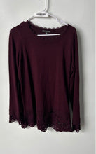 Load image into Gallery viewer, Adrianna Papell Womens Wine Color Long Sleeve Blouse Top Size Large