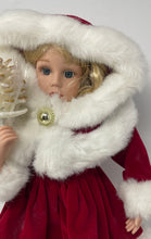 Load image into Gallery viewer, Vintage Collectible Blonde Curly Hair Play Doll In Red Christmas Dress w/ Stand