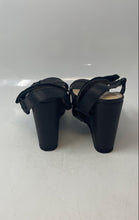 Load image into Gallery viewer, Guess Womens Black Leather Wedge Heel Platform Ankle Strap Sandals Size 7.5M