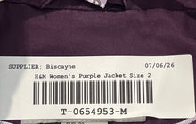 Load image into Gallery viewer, H&M Womens Purple Long Sleeve Notch Lapel Collar Two-Button Blazer Size 2