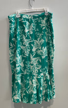 Load image into Gallery viewer, Zara Womens Green White Floral Ruffle Hem Button Midi A-Line Skirt Size XL