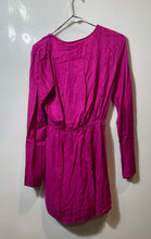 Load image into Gallery viewer, H&M Womens Fuchsia Long Sleeve V-Neck Pullover Mini Wrap Dress Size Small