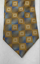 Load image into Gallery viewer, Vizantina Mens Brown Blue Geometric Print Adjustable Formal Pointed Tie