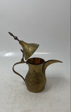Load image into Gallery viewer, Vintage Engraved Brass Scroll Handle Lidded Middle Eastern Dallah Coffee Pot