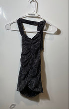 Load image into Gallery viewer, Zara Womens Black Silver Sparkly Draped Ruched Short Bodycon Dress Size XS