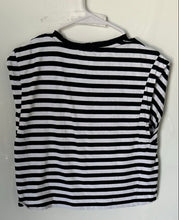 Load image into Gallery viewer, Zara Womens White Black Striped Short Sleeve Crew Neck Pullover T-Shirt Size S