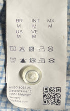 Load image into Gallery viewer, Hugo Boss Mens White Blue Plaid Short Sleeve Regular Fit Button-Up Shirt Size M