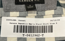 Load image into Gallery viewer, Banana Republic Mens Green White Gingham Cotton Camden Fit Button-Up Shirt Sz S