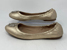Load image into Gallery viewer, Authentic Tory Burch Womens Melinda Metallic Gold-Tone Ballet Flats Sz 8 Damaged