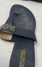 Load image into Gallery viewer, Michael Kors Womens Sidney Blue Leather Slip-On Flat Thong Sandals Size 10M