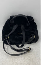 Load image into Gallery viewer, Steve Madden Womens Black Faux Fur Adjustable Strap Drawstring Mini Backpack