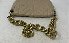 Load image into Gallery viewer, Zara Womens Beige And Gold Leather Quilted Chain Strap Flap Shoulder Handbag