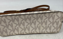 Load image into Gallery viewer, Michael Kors Womens Cindy White Brown Monogram Print Zip Top Crossbody Bag w/Tag