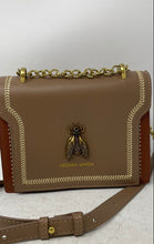 Load image into Gallery viewer, Vessana Gahon Womens Brown Leather Small Crossbody Bag w/ Adjustable Chain Strap