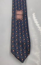 Load image into Gallery viewer, Christian Dior Mens Blue Printed Silk Keeper Loop Adjustable Pointed Tie