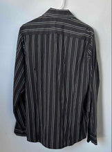 Load image into Gallery viewer, Hugo Boss Mens Black Striped Pointed Collar Long Sleeve Button-Up Shirt Size M