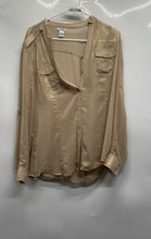 Load image into Gallery viewer, Cache Womens Gold Long Sleeve Chest Pocket Casual Button-Up Shirt Size XL