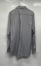 Load image into Gallery viewer, Michael Kors Mens Gray White Striped Collared Long Sleeve Dress Shirt Size 16