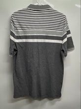 Load image into Gallery viewer, Michael Kors Mens Gray White Striped Short Sleeve Collared Golf Polo Shirt Sz L