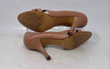 Load image into Gallery viewer, Nine West Womens Pink Leather Open Toe Slip-On Stiletto Pump Heels Size 7M