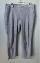 Load image into Gallery viewer, Express Womens Columnist Blue White Striped Mid Rise Ankle Pants Size 10R