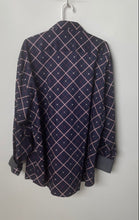 Load image into Gallery viewer, Bespoke Mens Blue Pink White Long Sleeve Collared Button-Up Shirt Size 4XL