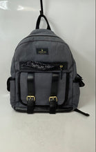 Load image into Gallery viewer, London Fog Unisex Gray & Black Leather Trim Adjustable Strap Zip Luxury Backpack