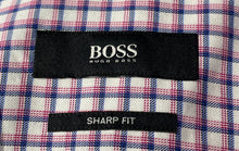 Load image into Gallery viewer, Hugo Boss Mens Purple Blue Plaid Long Sleeve Sharp Fit Dress Shirt Size 17