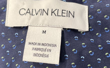 Load image into Gallery viewer, Calvin Klein Mens Blue Printed Short Sleeve Spread Collar Button-Up Shirt Size M
