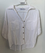 Load image into Gallery viewer, Zara Womens White Roll Tab Sleeve Collared Button Front Blouse Top Size XS