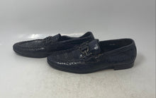 Load image into Gallery viewer, Donald J. Pliner Mens Navy Blue Croc Embossed Leather Loafer Shoes Size 8M