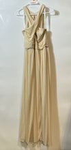 Load image into Gallery viewer, David's Bridal Womens Beige Crisscross Neck Ruched Long Bridesmaid Dress Size 10
