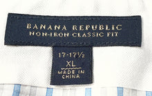 Load image into Gallery viewer, Banana Republic Mens Blue White Striped Non-Iron Classic Fit Dress Shirt Size XL