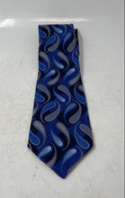 Load image into Gallery viewer, Perry Ellis Mens Blue Paisley Print Adjustable Track Bar Designer Tie