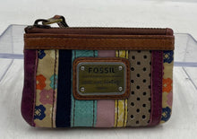 Load image into Gallery viewer, Authentic Fossil Womens Brown Multicolor Printed Patchwork Coin Wallet