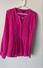 Load image into Gallery viewer, J. Crew Womens Pink Long Sleeve Pleated Button Front Popover Blouse Top Size L