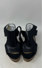 Load image into Gallery viewer, Michael Kors Womens Josephine Black Leather Wedge Heel Slingback Sandals Sz 7.5M