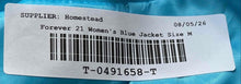 Load image into Gallery viewer, Forever 21 Womens Blue Long Sleeve Open Front Cropped Blazer Jacket Size Medium