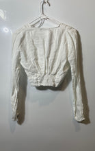 Load image into Gallery viewer, Zara Womens White Long Sleeve Deep V-Neck Cropped Blouse Top Size XS