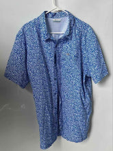 Load image into Gallery viewer, Columbia Mens Blue White Printed Short Sleeve Collared Button-Up Shirt Size XL