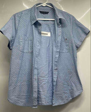 Load image into Gallery viewer, Tommy Hilfiger Womens Light Blue Polka Dot Short Sleeve Button-Up Shirt Size S/P