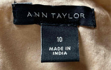 Load image into Gallery viewer, Ann Taylor Womens Brown Cotton 3/4 Sleeve Boat Neck Back Zip Shift Dress Size 10