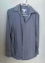 Load image into Gallery viewer, Calvin Klein Mens Blue White Gingham Long Sleeve Collared Button-Up Shirt Size S