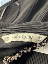 Load image into Gallery viewer, Zara Womens Black Sleeveless Beaded Halter Neck Pleated Mini Dress Size XS